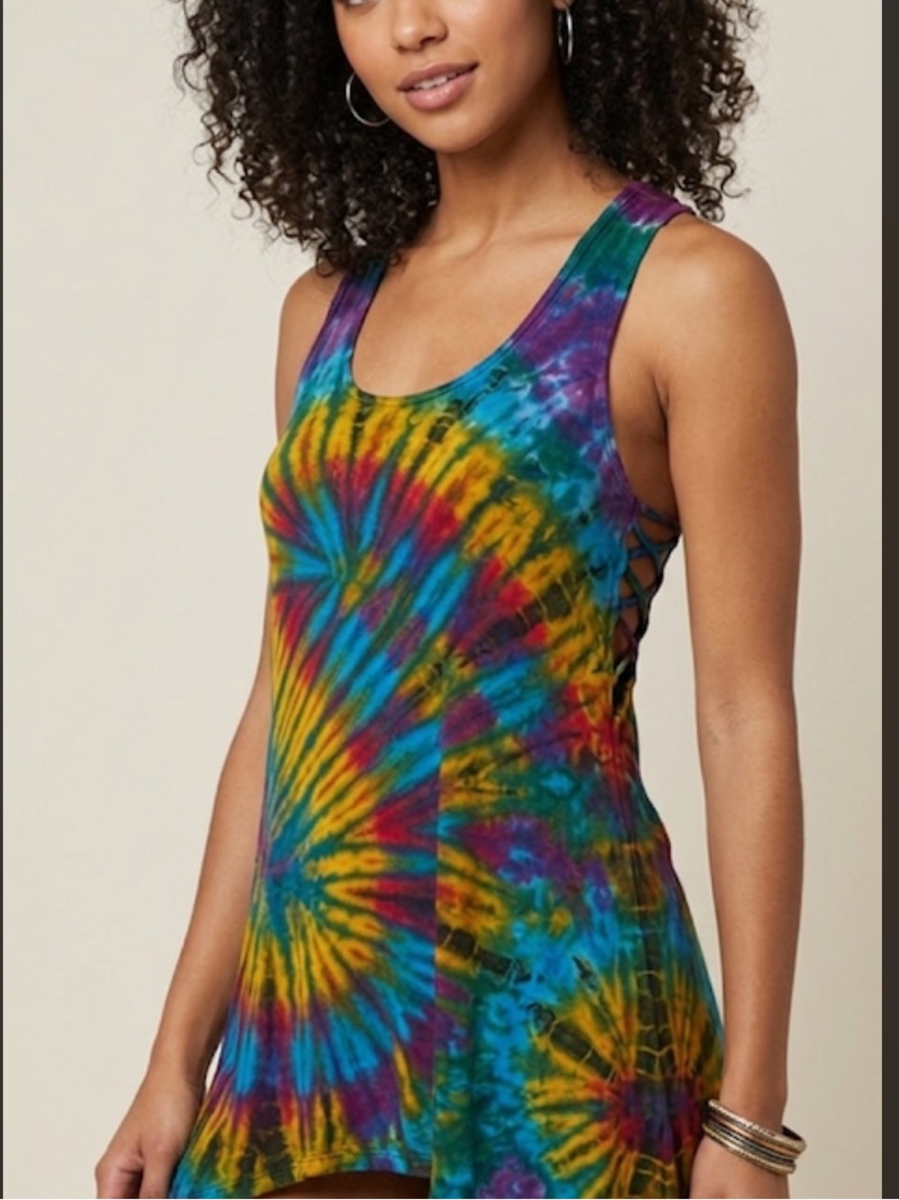 Purple Moon Asymmetrical Tie-Dye Sleeveless Women's Top Size P New With Tag
